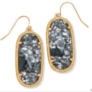 NEW Gold Reconstituted Stone Statement Earrings gold tone,